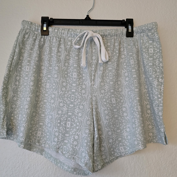 Lucky Brand Green & White Lounge Pajama Shorts - Picture 1 of 4